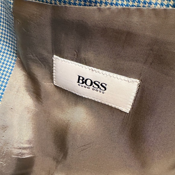 Hugo Boss Corleone 100% Wool Sport Coat Blazer BlueTan Micro Houndstooth Mens44R - Picture 9 of 10